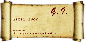 Giczi Ivor névjegykártya